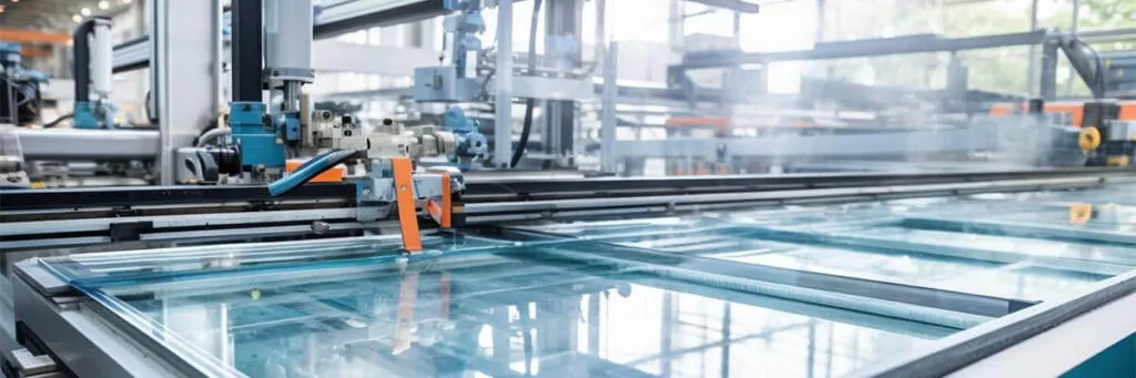 Glass and frame production line, wide view